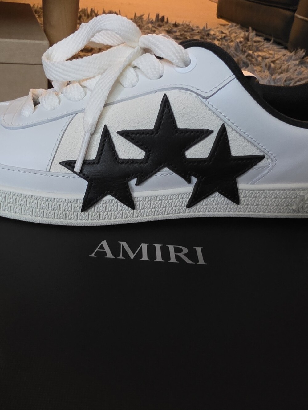 AMIRI White Leather Sneakers with Black Star Trio